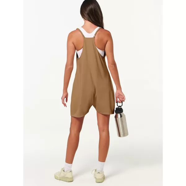 Caracilia Women's Summer Casual Rompers Sleeveless Loose Spaghetti Strap Short Jumpsuits Overalls Trendy Outfits With Pockets
