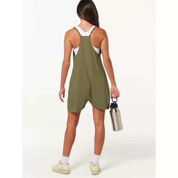 Caracilia Women's Summer Casual Rompers Sleeveless Loose Spaghetti Strap Short Jumpsuits Overalls Trendy Outfits With Pockets