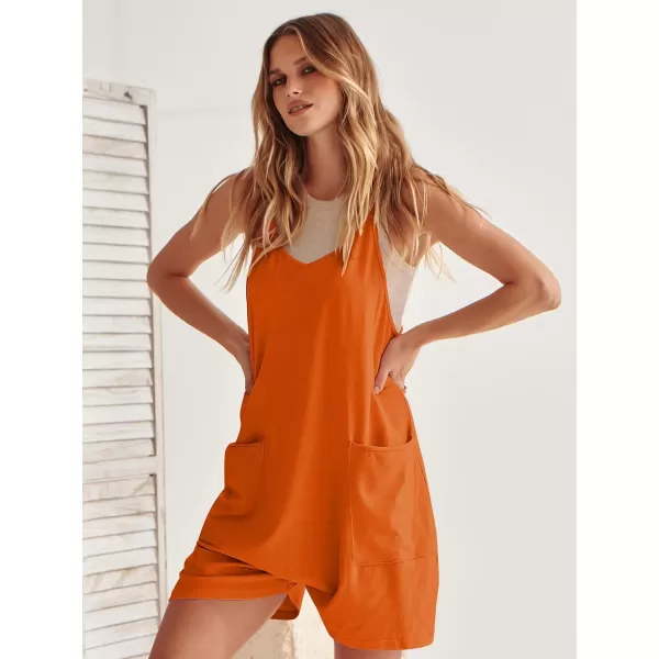 Caracilia Women's Summer Casual Rompers Sleeveless Loose Spaghetti Strap Short Jumpsuits Overalls Trendy Outfits With Pockets