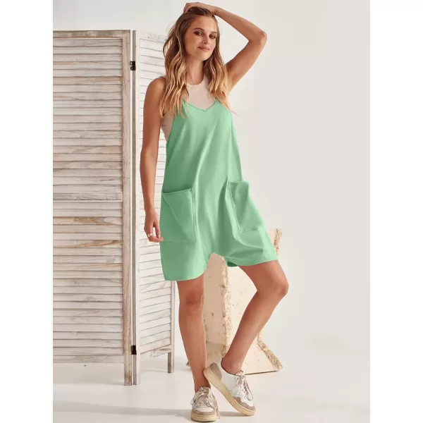 Caracilia Women's Summer Casual Rompers Sleeveless Loose Spaghetti Strap Short Jumpsuits Overalls Trendy Outfits With Pockets