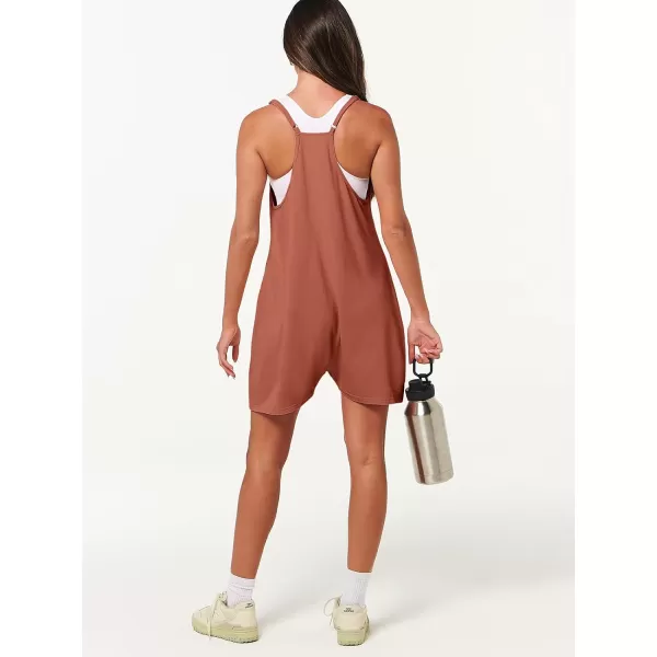 Caracilia Women's Summer Casual Rompers Sleeveless Loose Spaghetti Strap Short Jumpsuits Overalls Trendy Outfits With Pockets