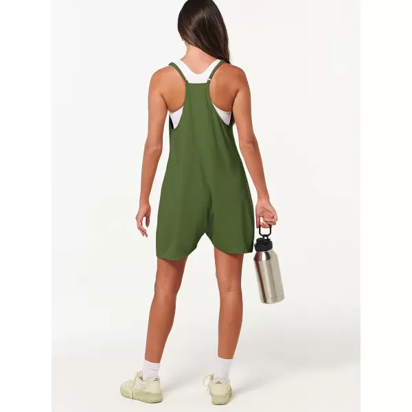 Caracilia Women's Summer Casual Rompers Sleeveless Loose Spaghetti Strap Short Jumpsuits Overalls Trendy Outfits With Pockets