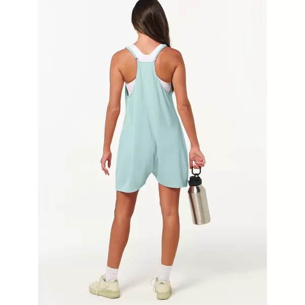 Caracilia Women's Summer Casual Rompers Sleeveless Loose Spaghetti Strap Short Jumpsuits Overalls Trendy Outfits With Pockets