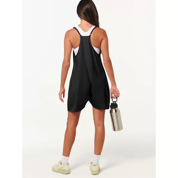 Caracilia Women's Summer Casual Rompers Sleeveless Loose Spaghetti Strap Short Jumpsuits Overalls Trendy Outfits With Pockets