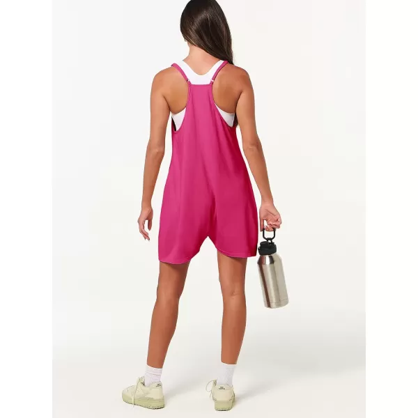 Caracilia Women's Summer Casual Rompers Sleeveless Loose Spaghetti Strap Short Jumpsuits Overalls Trendy Outfits With Pockets
