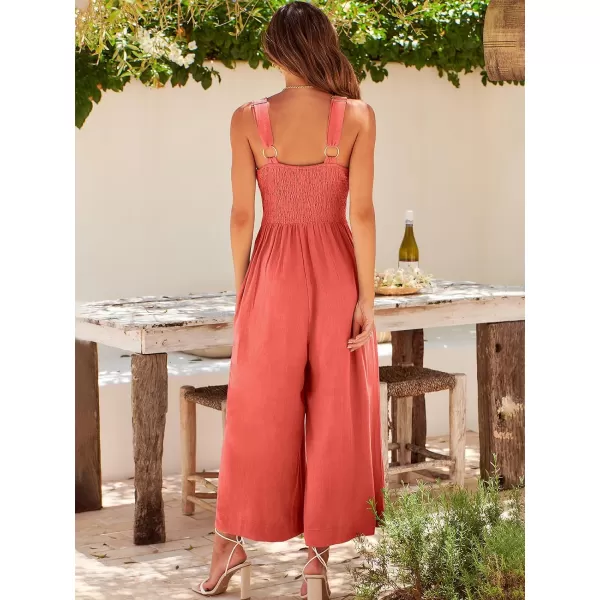 Caracilia Women's Summer Wide Leg Jumpsuits Dressy Sleeveless V Neck High Waist Cutout Straps One Piece Linen Rompers