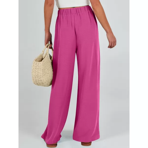Caracilia Womens Wide Leg Palazzo Pants High Waisted Adjustable Tie Knot Flowy Trousers Casual Loose Lounge Pant with Pockets