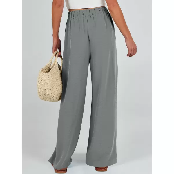 Caracilia Womens Wide Leg Palazzo Pants High Waisted Adjustable Tie Knot Flowy Trousers Casual Loose Lounge Pant with Pockets