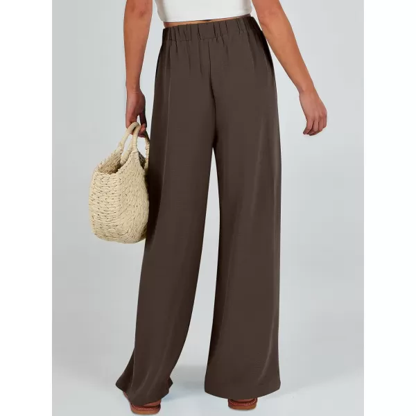 Caracilia Womens Wide Leg Palazzo Pants High Waisted Adjustable Tie Knot Flowy Trousers Casual Loose Lounge Pant with Pockets