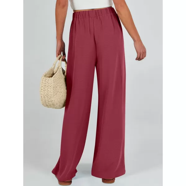 Caracilia Womens Wide Leg Palazzo Pants High Waisted Adjustable Tie Knot Flowy Trousers Casual Loose Lounge Pant with Pockets