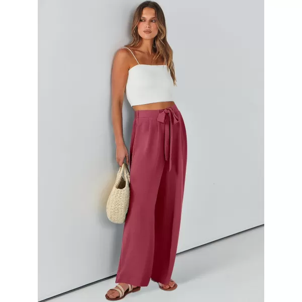Caracilia Womens Wide Leg Palazzo Pants High Waisted Adjustable Tie Knot Flowy Trousers Casual Loose Lounge Pant with Pockets