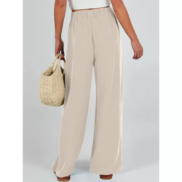 Caracilia Womens Wide Leg Palazzo Pants High Waisted Adjustable Tie Knot Flowy Trousers Casual Loose Lounge Pant with Pockets