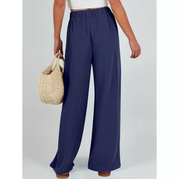 Caracilia Womens Wide Leg Palazzo Pants High Waisted Adjustable Tie Knot Flowy Trousers Casual Loose Lounge Pant with Pockets