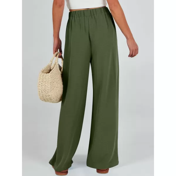 Caracilia Womens Wide Leg Palazzo Pants High Waisted Adjustable Tie Knot Flowy Trousers Casual Loose Lounge Pant with Pockets