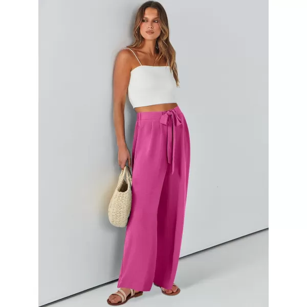 Caracilia Womens Wide Leg Palazzo Pants High Waisted Adjustable Tie Knot Flowy Trousers Casual Loose Lounge Pant with Pockets
