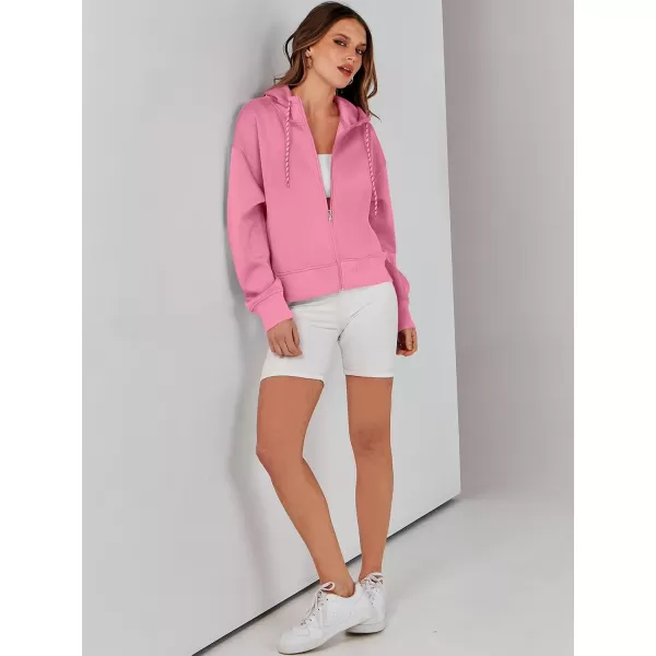 Caracilia Women's Zip Up Hoodies Cropped Drawstring Sweatshirts Cute Teen Girl Y2K Fall Casual Jackets with Pockets