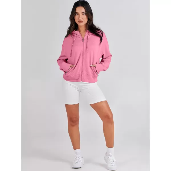 Caracilia Women's Zip Up Hoodies Cropped Drawstring Sweatshirts Cute Teen Girl Y2K Fall Casual Jackets with Pockets