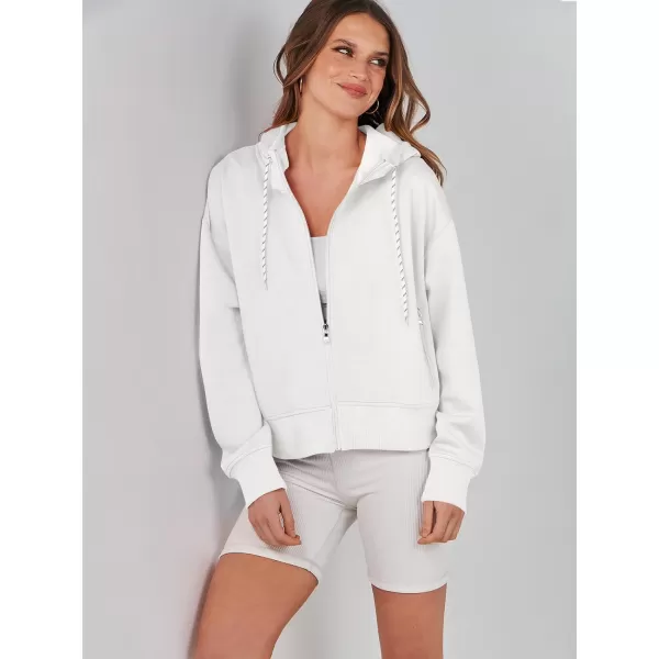 Caracilia Women's Zip Up Hoodies Cropped Drawstring Sweatshirts Cute Teen Girl Y2K Fall Casual Jackets with Pockets