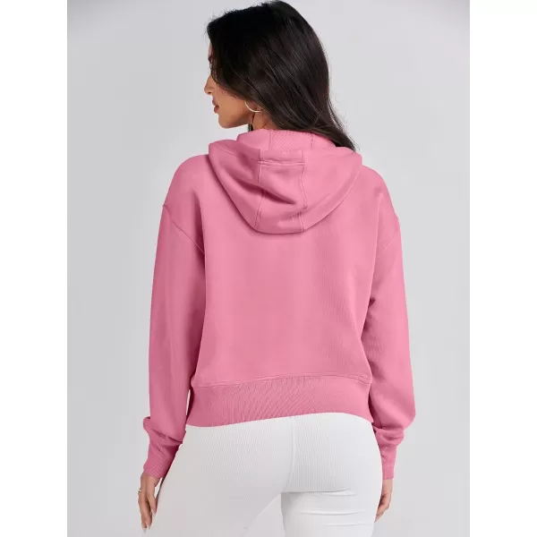 Caracilia Women's Zip Up Hoodies Cropped Drawstring Sweatshirts Cute Teen Girl Y2K Fall Casual Jackets with Pockets