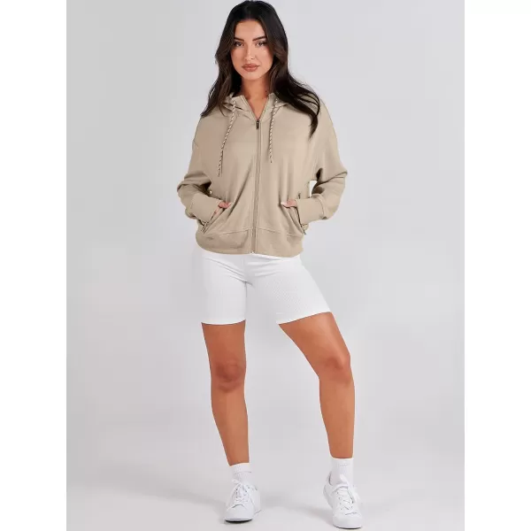 Caracilia Women's Zip Up Hoodies Cropped Drawstring Sweatshirts Cute Teen Girl Y2K Fall Casual Jackets with Pockets