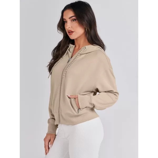 Caracilia Women's Zip Up Hoodies Cropped Drawstring Sweatshirts Cute Teen Girl Y2K Fall Casual Jackets with Pockets