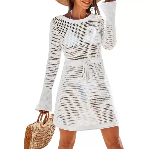 Caracilia Women Swimsuit Coverup Crochet Bathing Suit Swim Cover Up for Swimwear Bikini Beachwear 2024 Summer Beach Dress