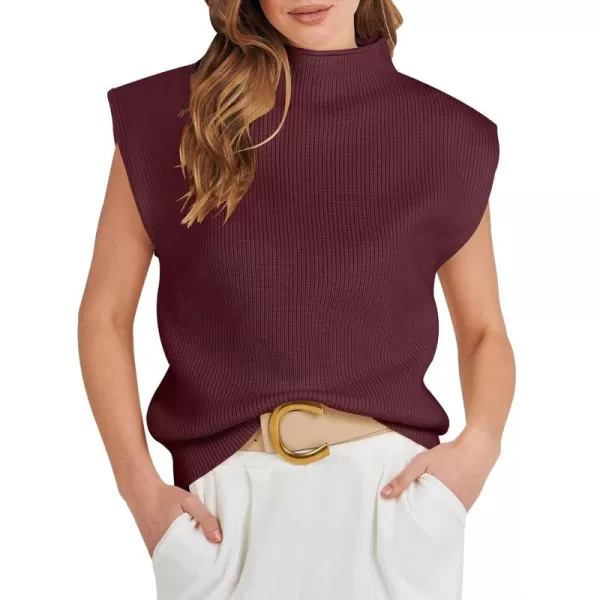 Caracilia Women's Sleeveless Sweater Vest Casual Mock Neck Cap Sleeve Knit Pullover Tank Tops 2024 Trendy Summer Clothes