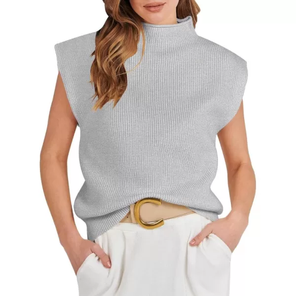 Caracilia Women's Sleeveless Sweater Vest Casual Mock Neck Cap Sleeve Knit Pullover Tank Tops 2024 Trendy Summer Clothes