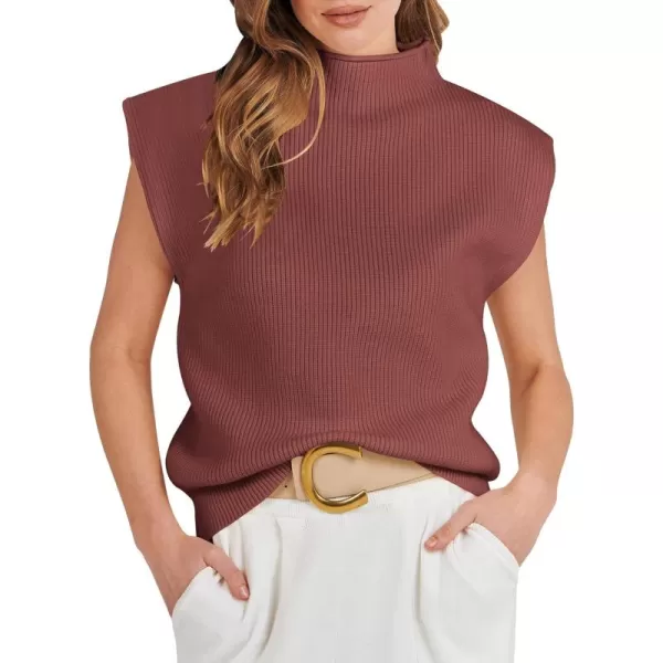 Caracilia Women's Sleeveless Sweater Vest Casual Mock Neck Cap Sleeve Knit Pullover Tank Tops 2024 Trendy Summer Clothes