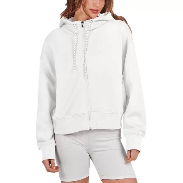 Caracilia Women's Zip Up Hoodies Cropped Drawstring Sweatshirts Cute Teen Girl Y2K Fall Casual Jackets with Pockets
