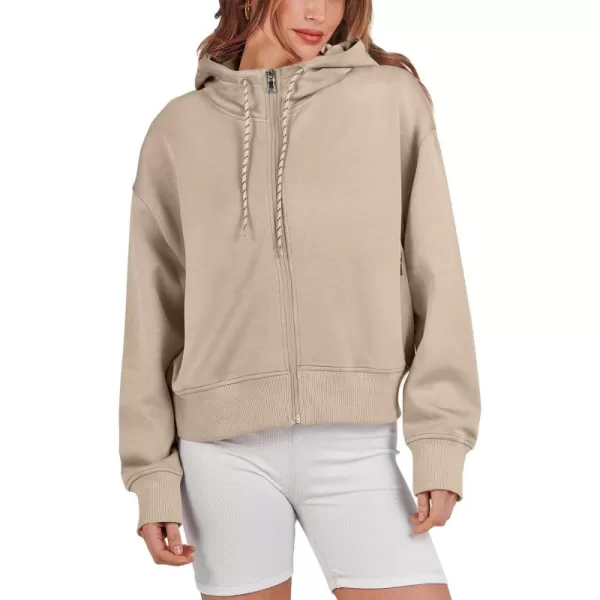 Caracilia Women's Zip Up Hoodies Cropped Drawstring Sweatshirts Cute Teen Girl Y2K Fall Casual Jackets with Pockets