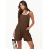 imageCaracilia Romper for Women Summer Casual Sleeveless Loose Overall Spaghetti Strap Shorts Jumpsuit 2025 Beach Vacation OutfitsCoffee
