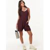 imageCaracilia Romper for Women Summer Casual Sleeveless Loose Overall Spaghetti Strap Shorts Jumpsuit 2025 Beach Vacation OutfitsWine Red