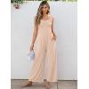 imageCaracilia Womens Jumpsuit Sleeveless Casual Dressy Smocked Wide Leg Rompers Summer Vacation Jumpers with Pockets 2025 OutfitsApricot
