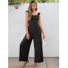 imageCaracilia Womens Jumpsuit Sleeveless Casual Dressy Smocked Wide Leg Rompers Summer Vacation Jumpers with Pockets 2025 OutfitsBlack