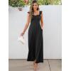 imageCaracilia Womens Jumpsuit Sleeveless Casual Dressy Smocked Wide Leg Rompers Summer Vacation Jumpers with Pockets 2025 OutfitsBlack
