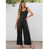 imageCaracilia Womens Jumpsuit Sleeveless Casual Dressy Smocked Wide Leg Rompers Summer Vacation Jumpers with Pockets 2025 OutfitsBlack