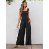imageCaracilia Womens Jumpsuit Sleeveless Casual Dressy Smocked Wide Leg Rompers Summer Vacation Jumpers with Pockets 2025 OutfitsBlack