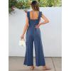 imageCaracilia Womens Jumpsuit Sleeveless Casual Dressy Smocked Wide Leg Rompers Summer Vacation Jumpers with Pockets 2025 OutfitsBlue
