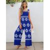 imageCaracilia Womens Jumpsuit Sleeveless Casual Dressy Smocked Wide Leg Rompers Summer Vacation Jumpers with Pockets 2025 OutfitsBlue White Floral