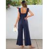imageCaracilia Womens Jumpsuit Sleeveless Casual Dressy Smocked Wide Leg Rompers Summer Vacation Jumpers with Pockets 2025 OutfitsDeep Blue