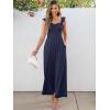imageCaracilia Womens Jumpsuit Sleeveless Casual Dressy Smocked Wide Leg Rompers Summer Vacation Jumpers with Pockets 2025 OutfitsDeep Blue