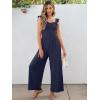 imageCaracilia Womens Jumpsuit Sleeveless Casual Dressy Smocked Wide Leg Rompers Summer Vacation Jumpers with Pockets 2025 OutfitsDeep Blue