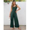 imageCaracilia Womens Jumpsuit Sleeveless Casual Dressy Smocked Wide Leg Rompers Summer Vacation Jumpers with Pockets 2025 OutfitsForest Green
