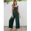imageCaracilia Womens Jumpsuit Sleeveless Casual Dressy Smocked Wide Leg Rompers Summer Vacation Jumpers with Pockets 2025 OutfitsForest Green