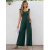 imageCaracilia Womens Jumpsuit Sleeveless Casual Dressy Smocked Wide Leg Rompers Summer Vacation Jumpers with Pockets 2025 OutfitsForest Green