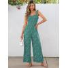 imageCaracilia Womens Jumpsuit Sleeveless Casual Dressy Smocked Wide Leg Rompers Summer Vacation Jumpers with Pockets 2025 OutfitsGreen Floral