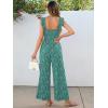 imageCaracilia Womens Jumpsuit Sleeveless Casual Dressy Smocked Wide Leg Rompers Summer Vacation Jumpers with Pockets 2025 OutfitsGreen Floral