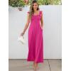 imageCaracilia Womens Jumpsuit Sleeveless Casual Dressy Smocked Wide Leg Rompers Summer Vacation Jumpers with Pockets 2025 OutfitsHot Pink