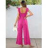 imageCaracilia Womens Jumpsuit Sleeveless Casual Dressy Smocked Wide Leg Rompers Summer Vacation Jumpers with Pockets 2025 OutfitsHot Pink